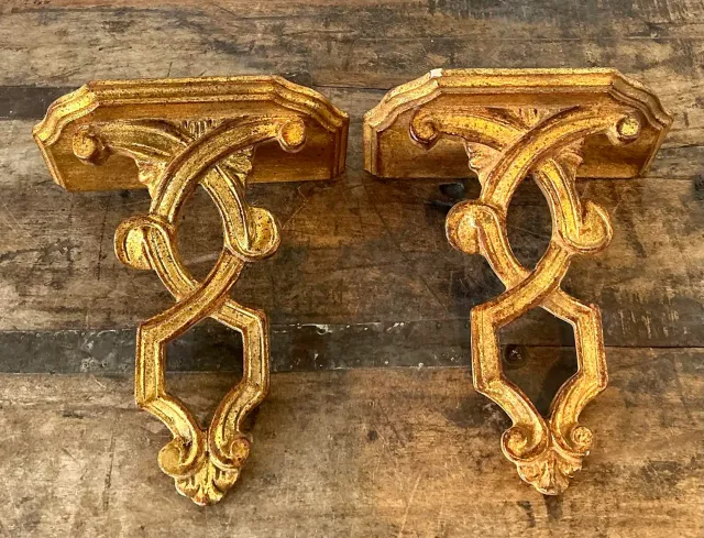 Vintage Italian Gilt Wall Brackets - A Pair — additional photo 3