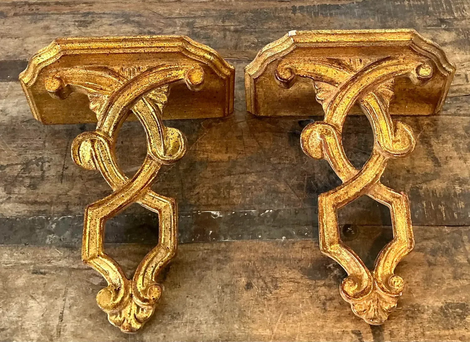 Vintage Italian Gilt Wall Brackets - A Pair — additional photo 5