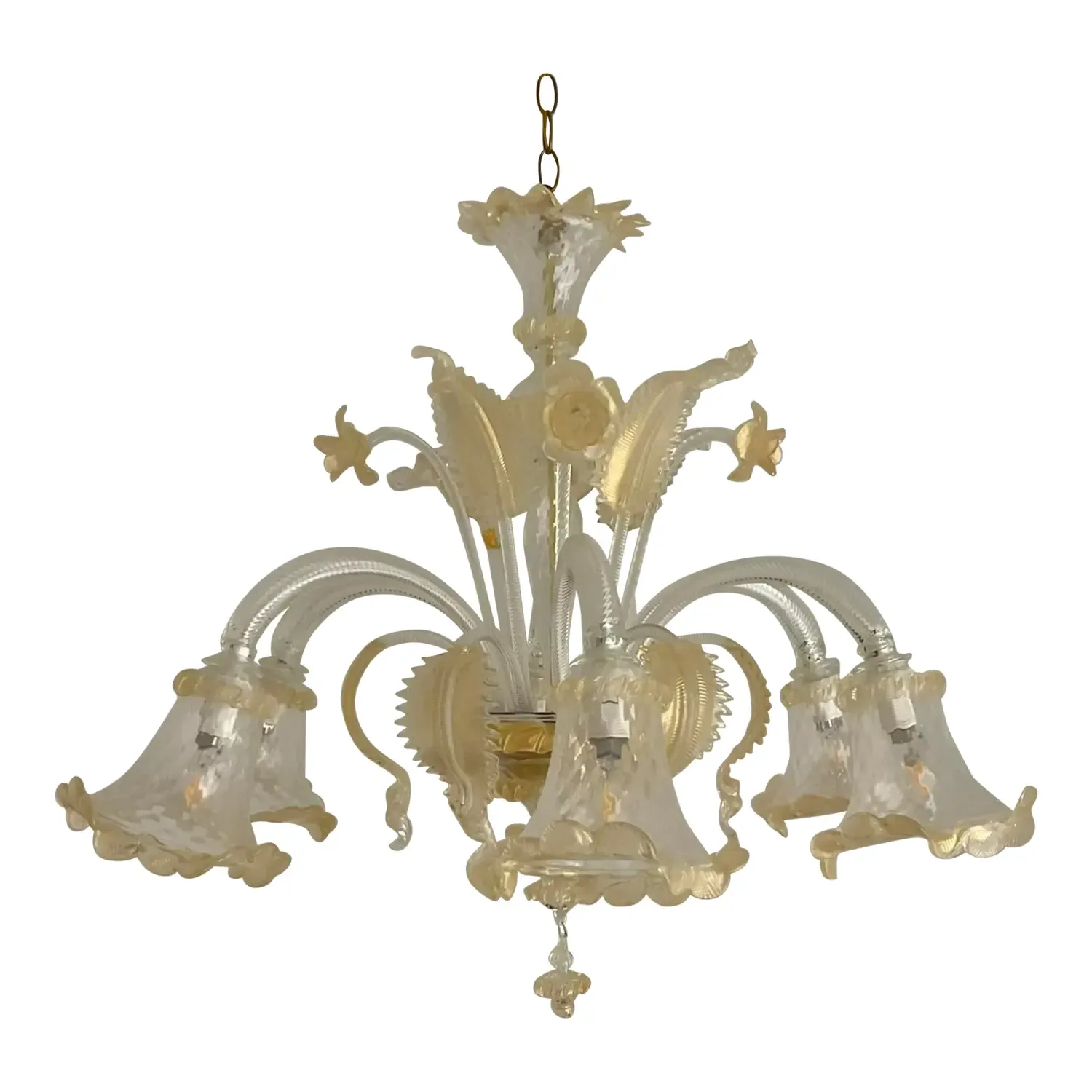 Vintage Italian Glass Floral Chandelier After Murano