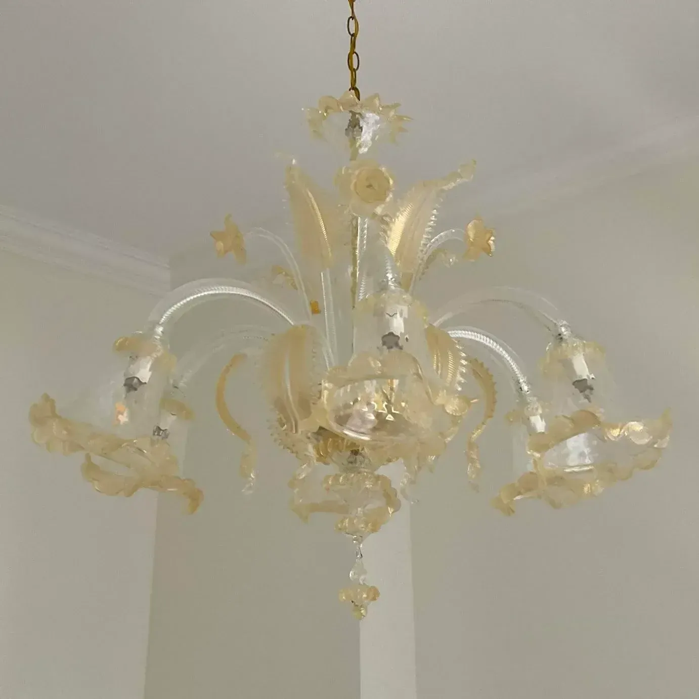Vintage Italian Glass Floral Chandelier After Murano — additional photo 4