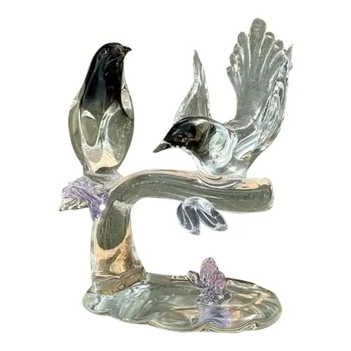 Vintage Italian Glass Lovebirds After Murano - Blown Glass, 10.25W x 14H