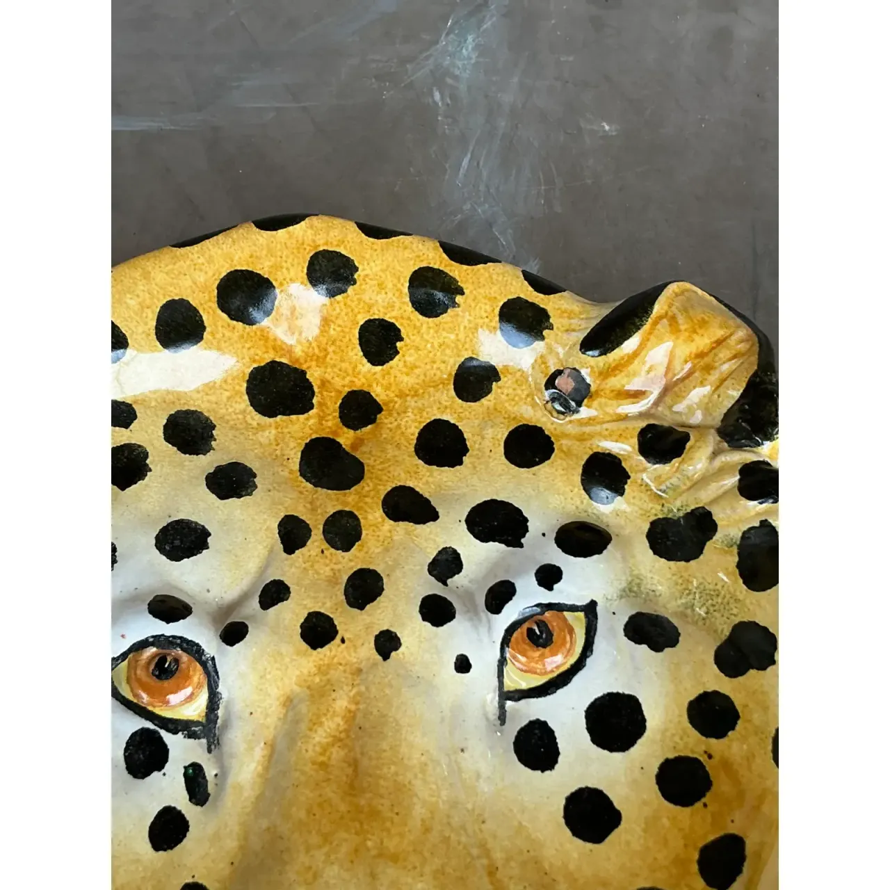 Vintage Italian Glazed Ceramic Cheetah Plate