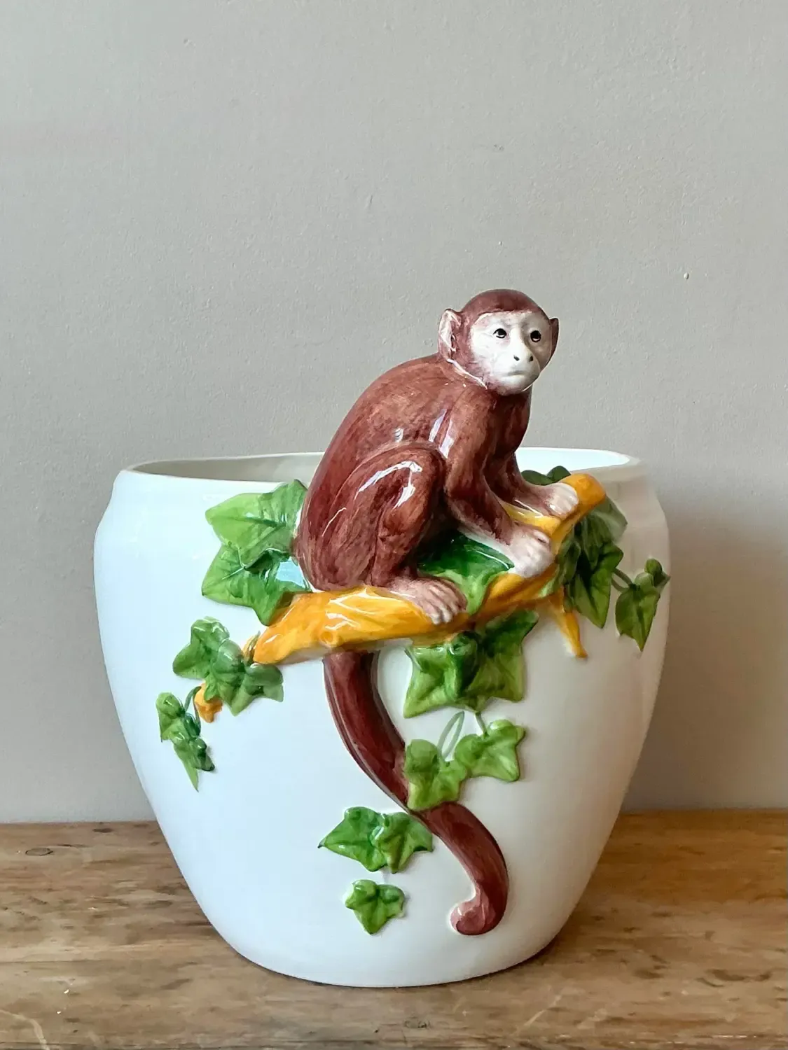 Vintage Italian Glazed Ceramic Giraffe Cache Pot — additional photo 3