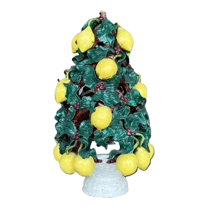 Vintage Italian Glazed Ceramic Lemon Topiary