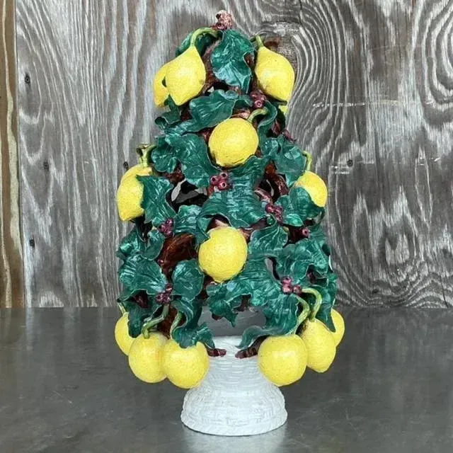 Vintage Italian Glazed Ceramic Lemon Topiary — additional photo 4