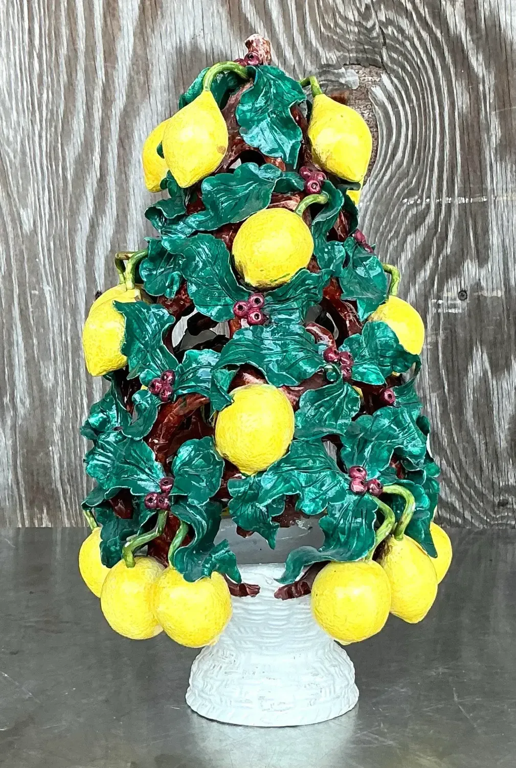 Vintage Italian Glazed Ceramic Lemon Topiary — additional photo 5