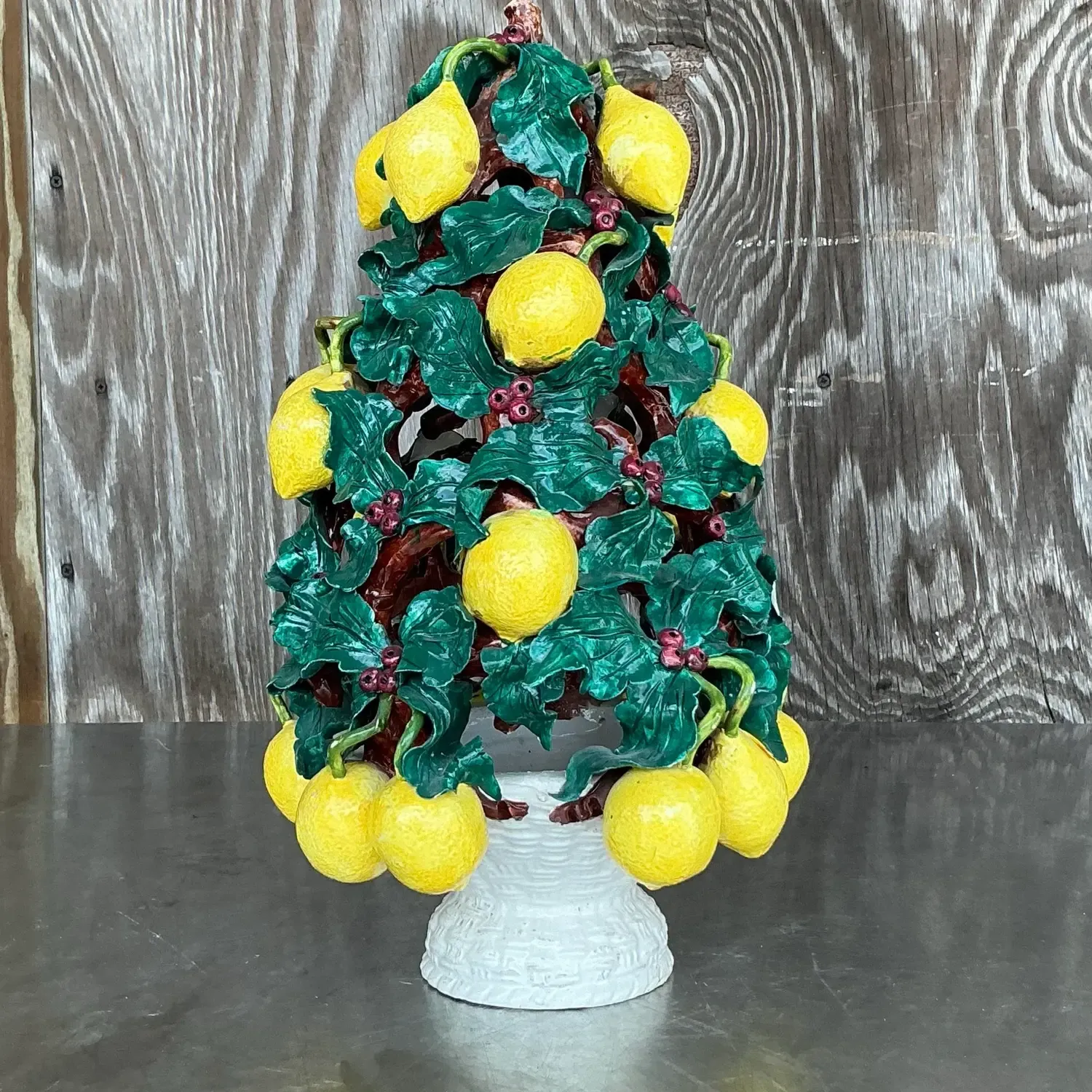 Vintage Italian Glazed Ceramic Lemon Topiary — additional photo 6