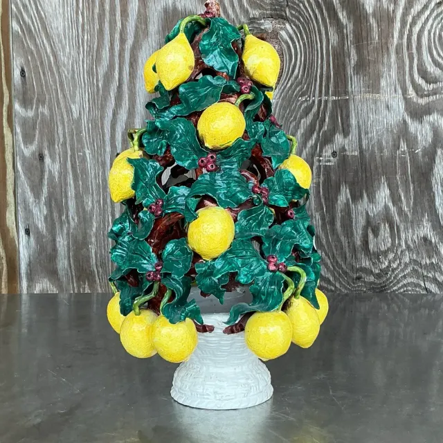 Vintage Italian Glazed Ceramic Lemon Topiary — additional photo 6