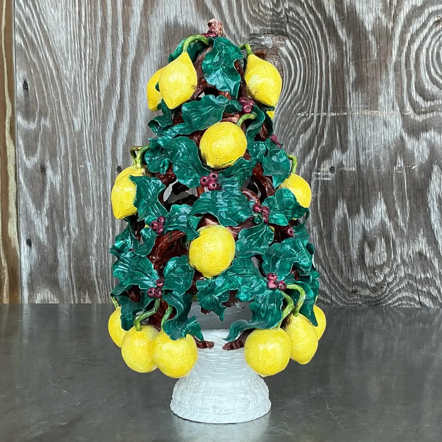 Vintage Italian Glazed Ceramic Lemon Topiary — additional photo 7