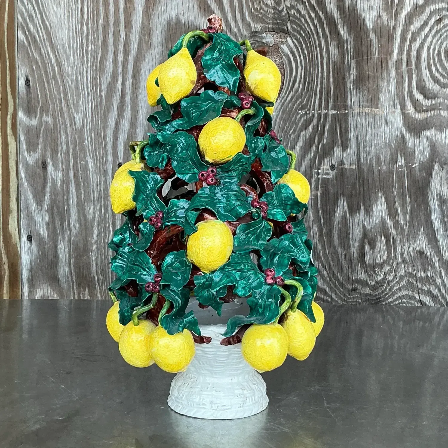 Vintage Italian Glazed Ceramic Lemon Topiary — additional photo 8