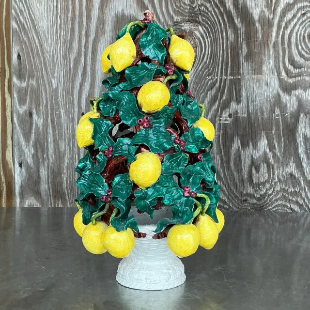 Vintage Italian Glazed Ceramic Lemon Topiary — additional photo 8