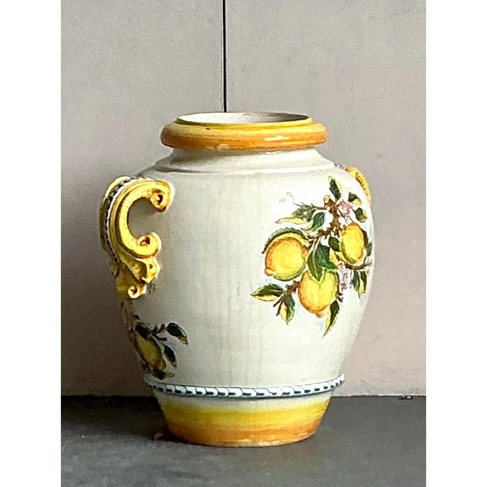 Vintage Italian Glazed Ceramic Lemon Urn — additional photo 1
