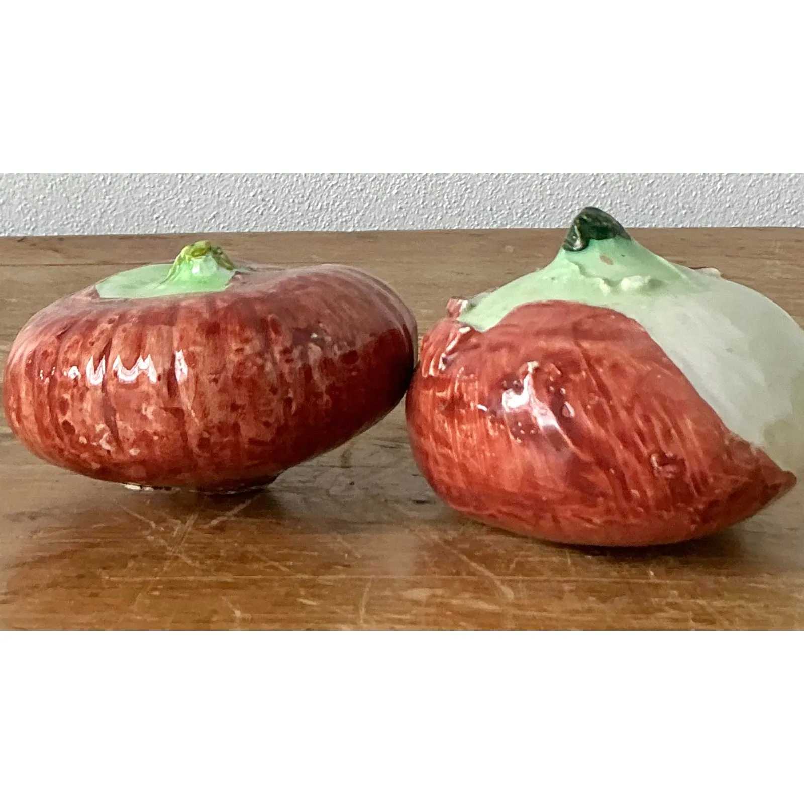 Vintage Italian Glazed Ceramic Persimmons - Set of 2 — additional photo 1