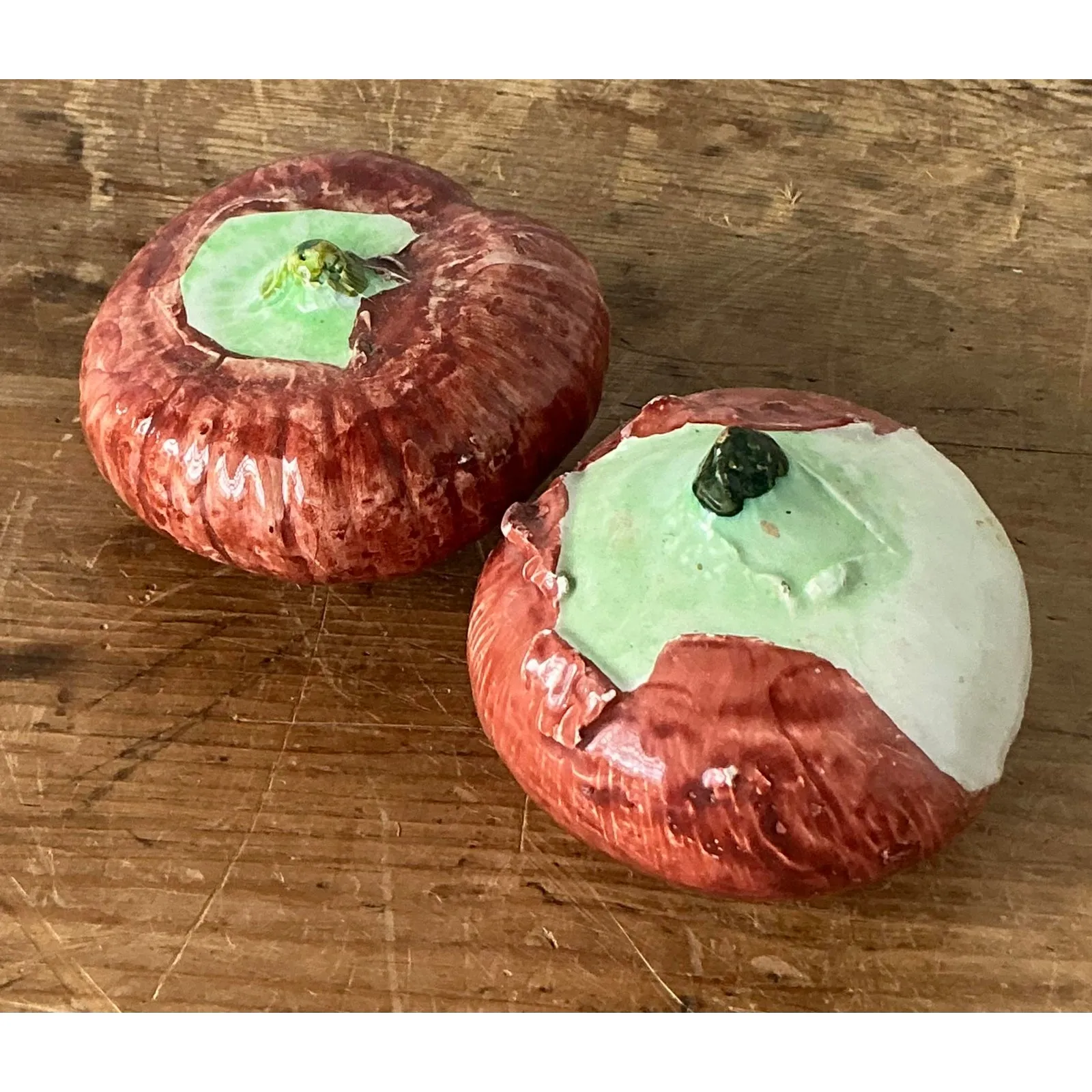 Vintage Italian Glazed Ceramic Persimmons - Set of 2 — additional photo 4