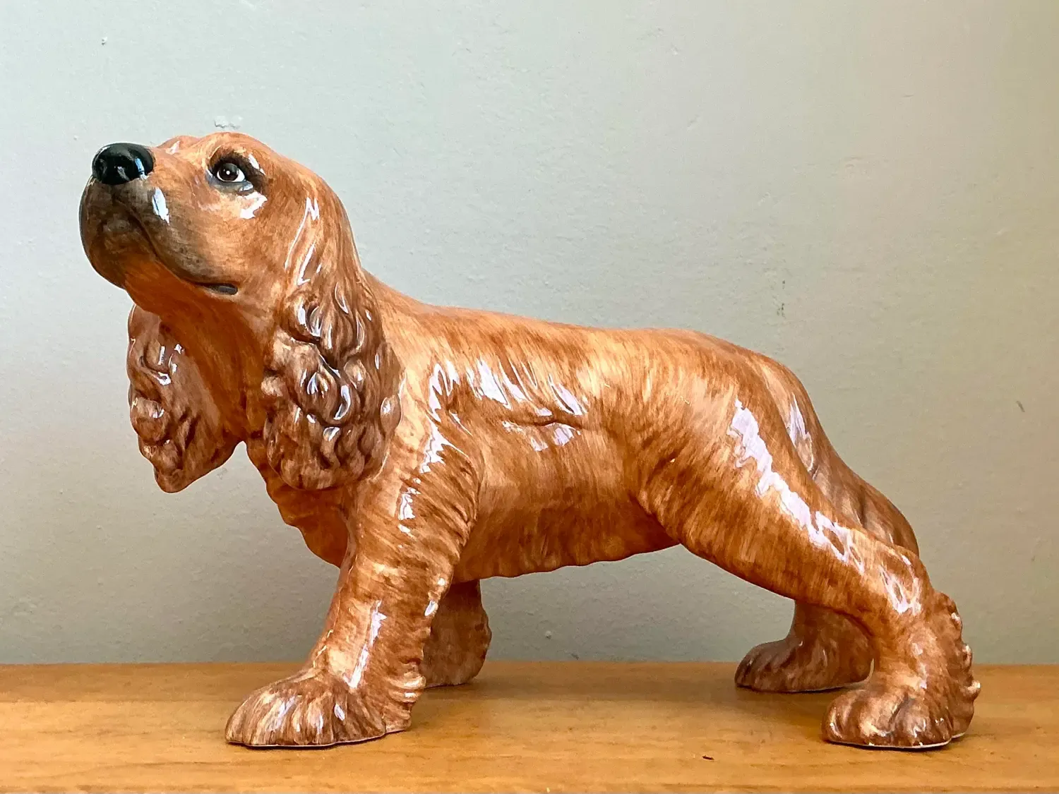 Vintage Italian Glazed Ceramic Spaniel — additional photo 1