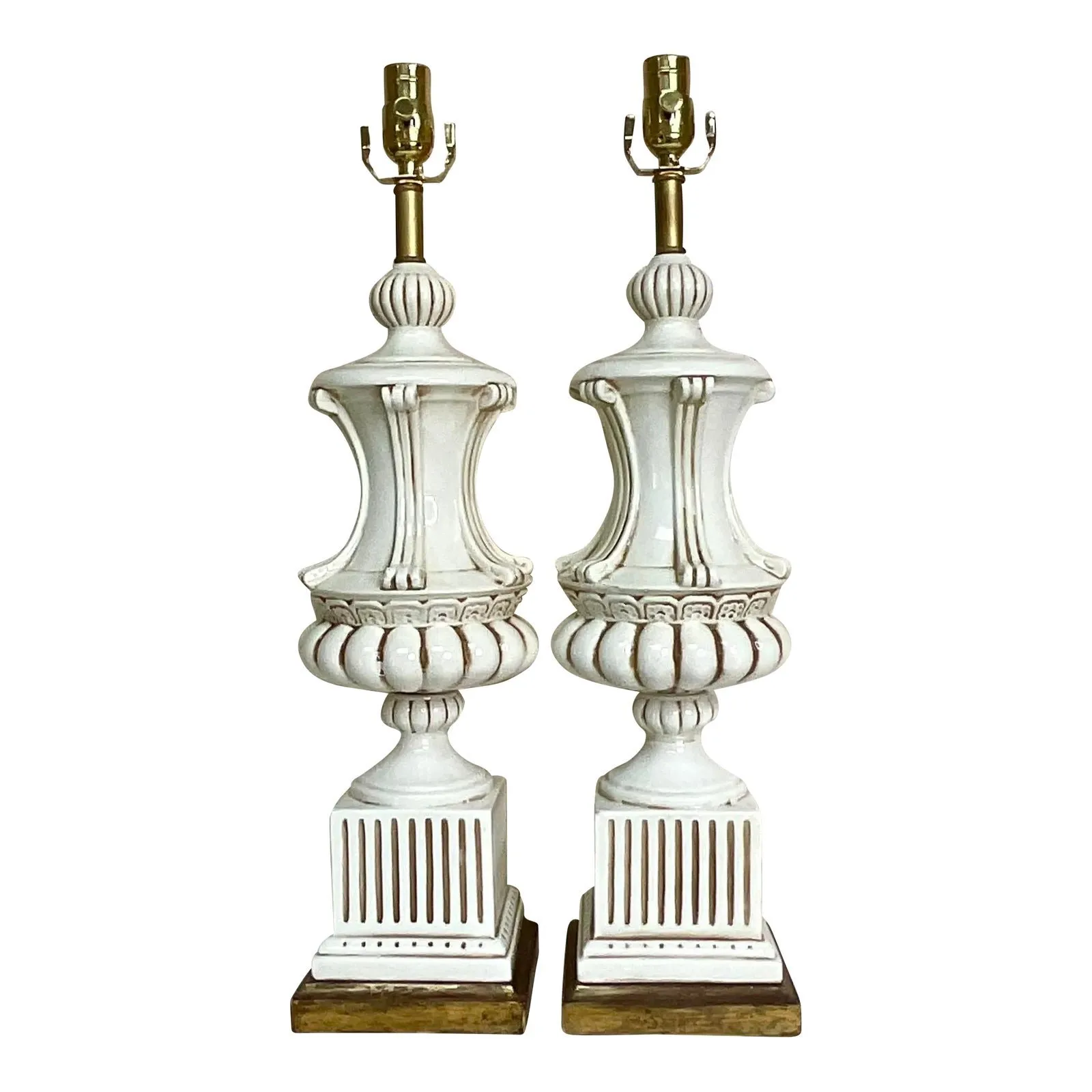Vintage Italian Glazed Ceramic Urn Lamps - a Pair — additional photo 1