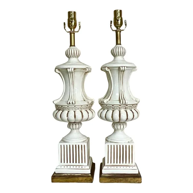 Vintage Italian Glazed Ceramic Urn Lamps - a Pair — additional photo 1