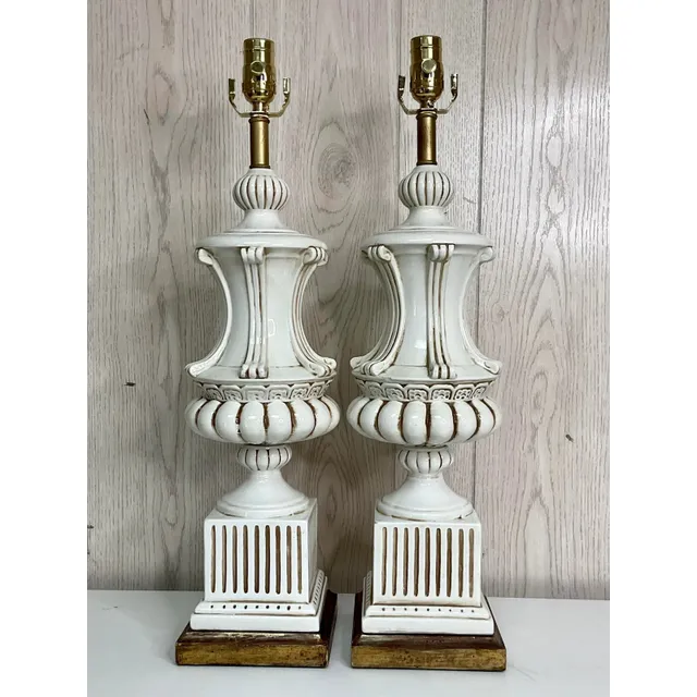 Vintage Italian Glazed Ceramic Urn Lamps - a Pair — additional photo 3