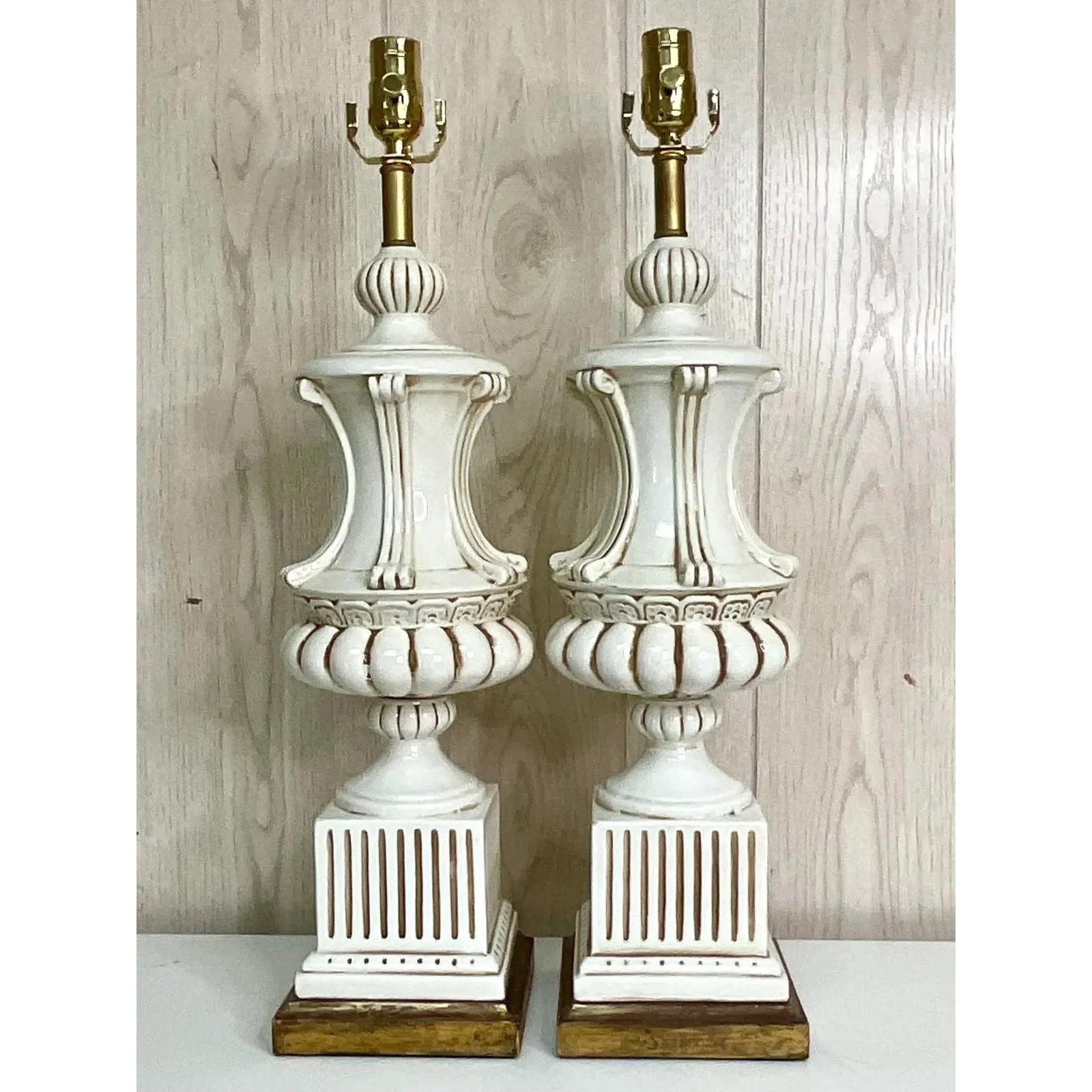 Vintage Italian Glazed Ceramic Urn Lamps - a Pair — additional photo 4