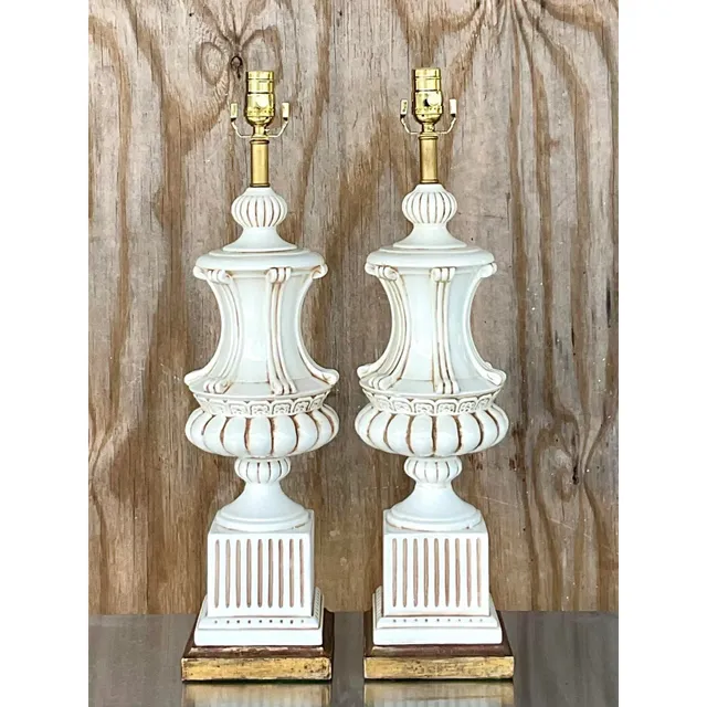 Vintage Italian Glazed Ceramic Urn Lamps - a Pair — additional photo 5