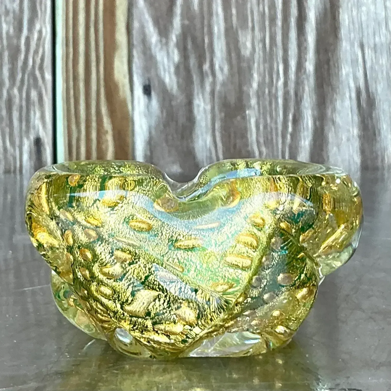 Vintage Italian Gold Dust Glass Bowl After Murano — additional photo 2