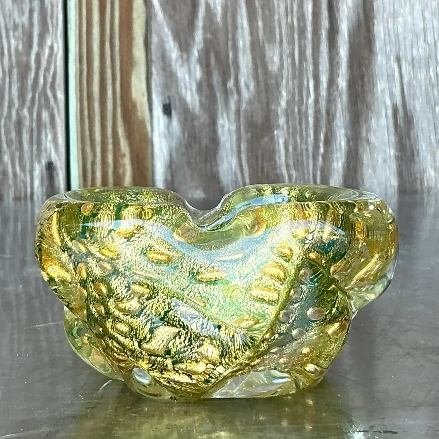 Vintage Italian Gold Dust Glass Bowl After Murano — additional photo 4
