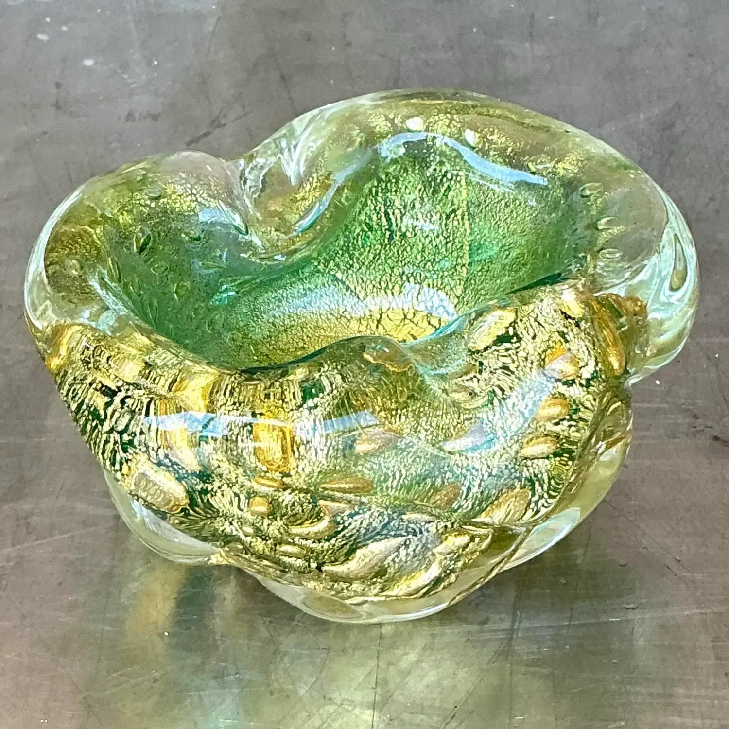 Vintage Italian Gold Dust Glass Bowl After Murano — additional photo 5