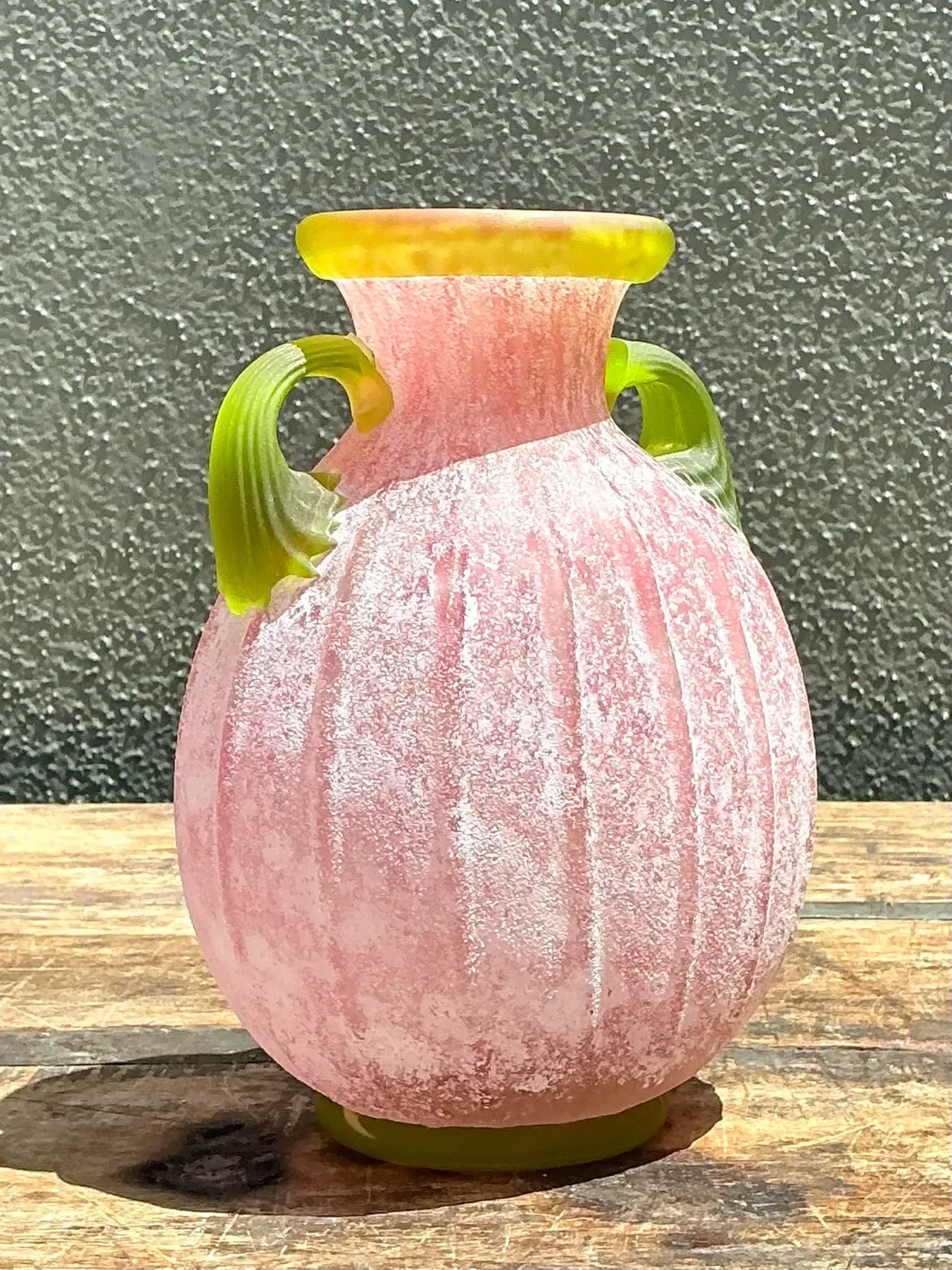 Vintage Italian Hand Blown Glass Vase - Blown Glass, 6.75W x 7.75H — additional photo 2