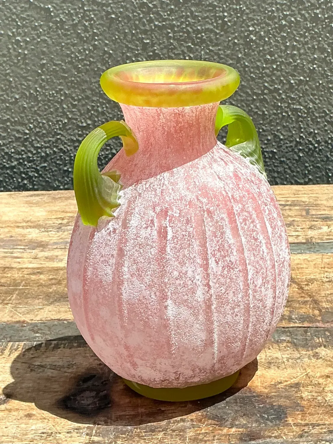 Vintage Italian Hand Blown Glass Vase - Blown Glass, 6.75W x 7.75H — additional photo 3