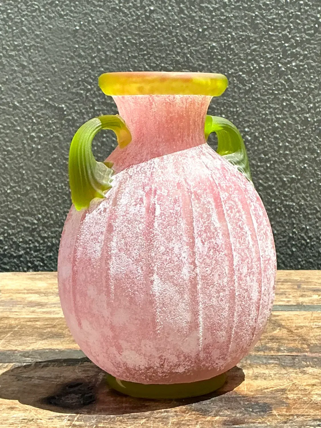 Vintage Italian Hand Blown Glass Vase - Blown Glass, 6.75W x 7.75H — additional photo 4