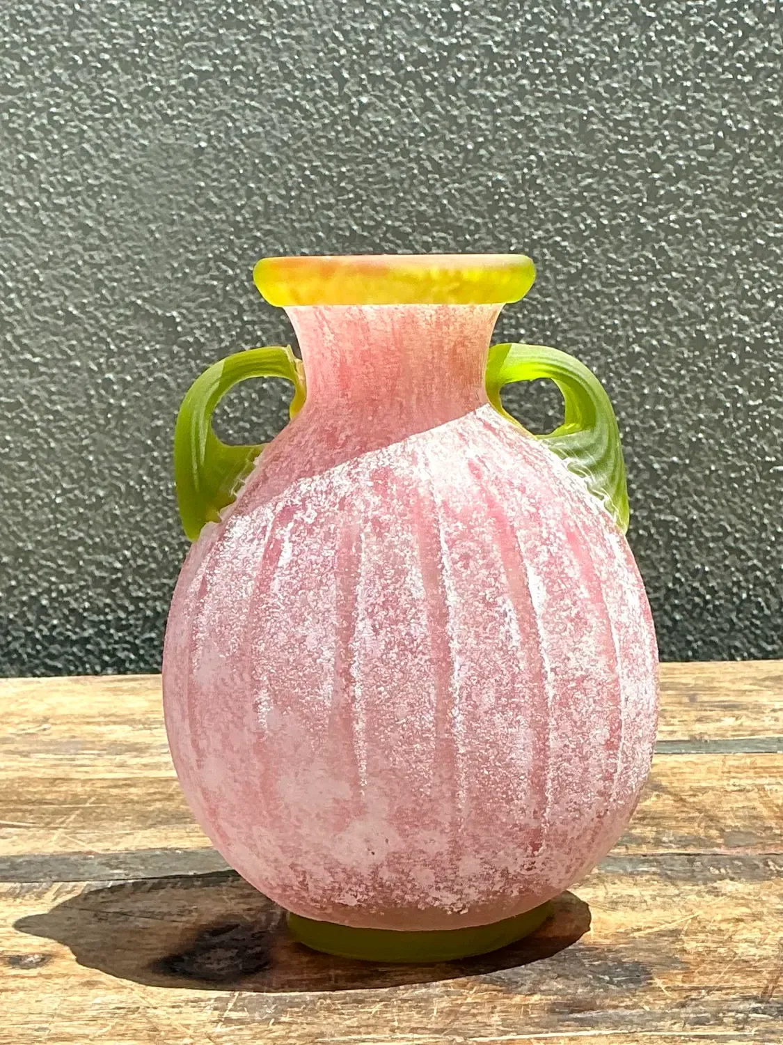 Vintage Italian Hand Blown Glass Vase - Blown Glass, 6.75W x 7.75H — additional photo 5
