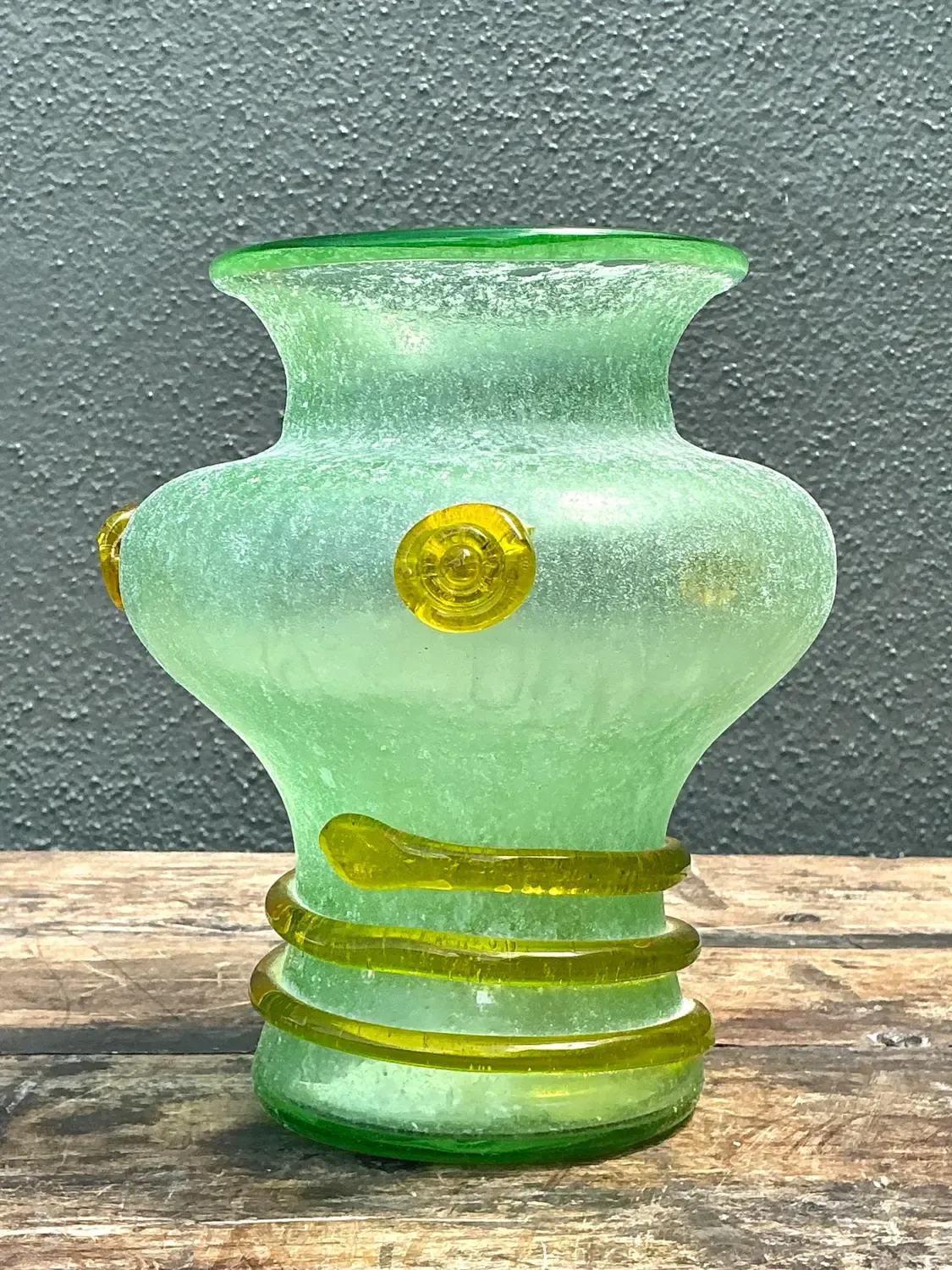 Vintage Italian Hand Blown Glass Vase - Blown Glass, 6.75W x 7.75H — additional photo 7