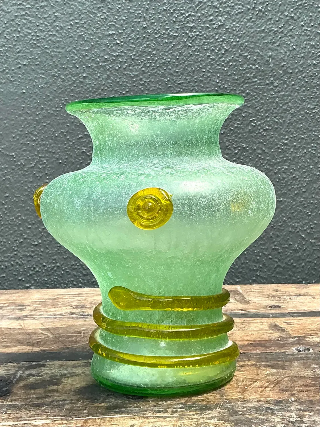 Vintage Italian Hand Blown Glass Vase - Blown Glass, 6.75W x 7.75H — additional photo 8
