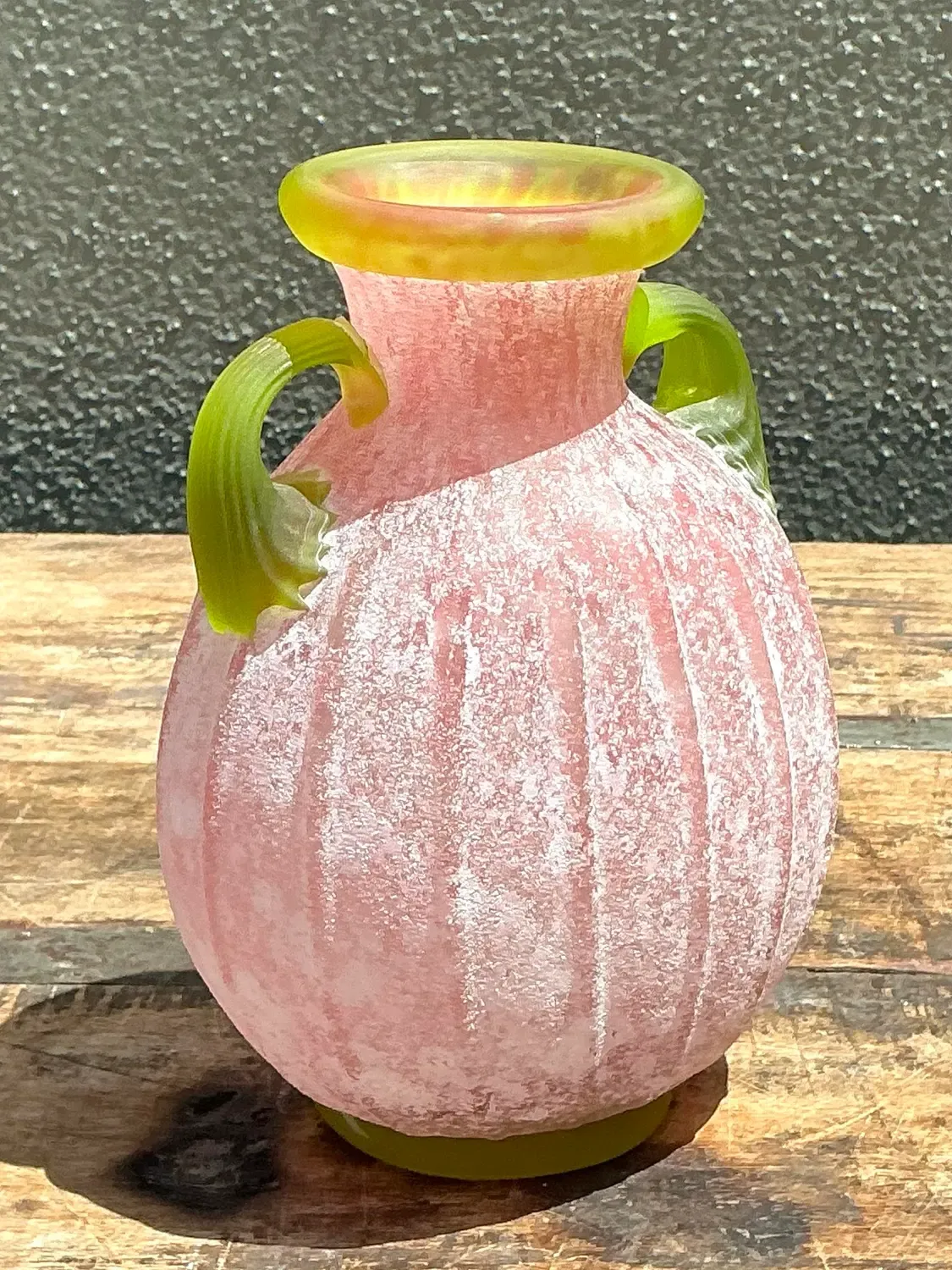 Vintage Italian Hand Blown Glass Vase - Blown Glass, 4.75W x 7H — additional photo 1