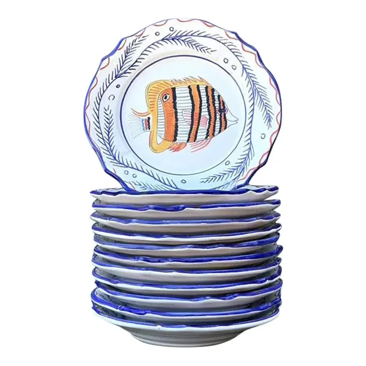 Vintage Italian Hand Painted Fish Plates - Set of 12 — additional photo 1