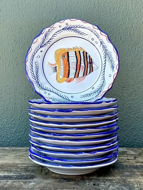 Vintage Italian Hand Painted Fish Plates - Set of 12 — additional photo 2