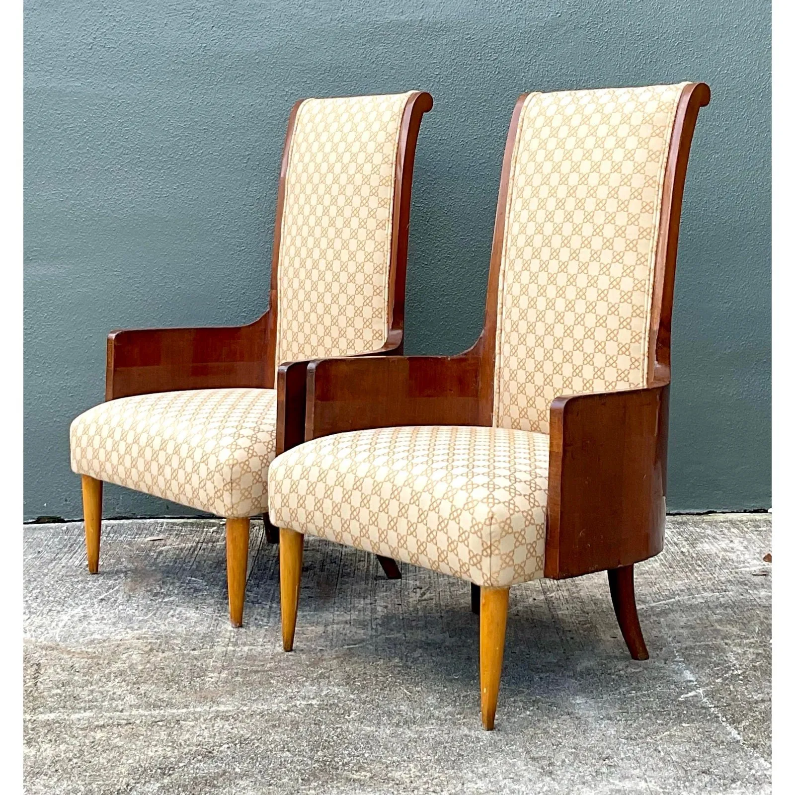 Vintage Italian High Back Chairs - A Pair
