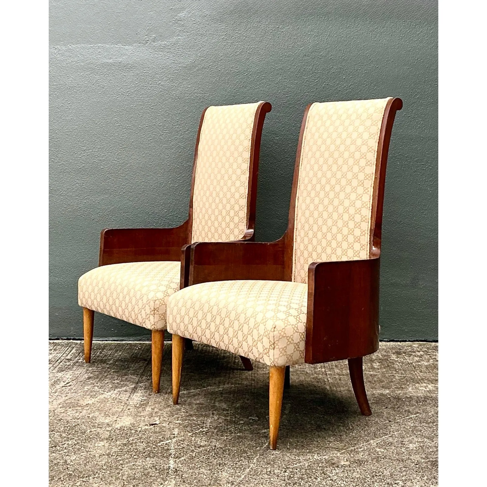Vintage Italian High Back Chairs - A Pair — additional photo 2