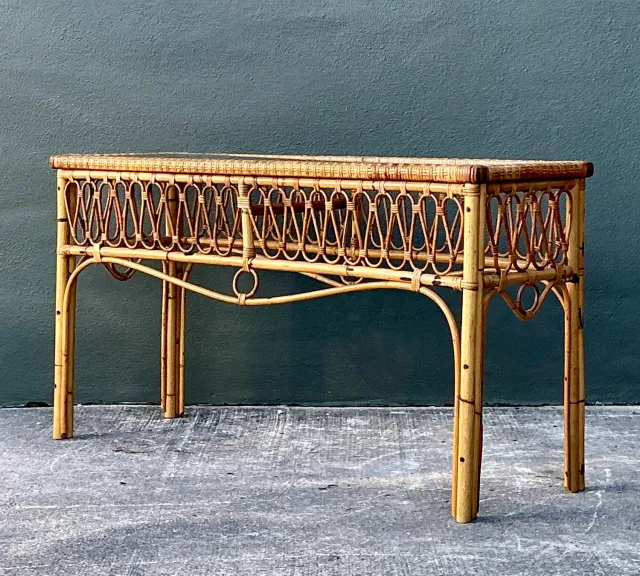 Vintage Italian Loop Rattan Console Table — additional photo 3