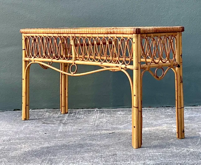 Vintage Italian Loop Rattan Console Table — additional photo 5