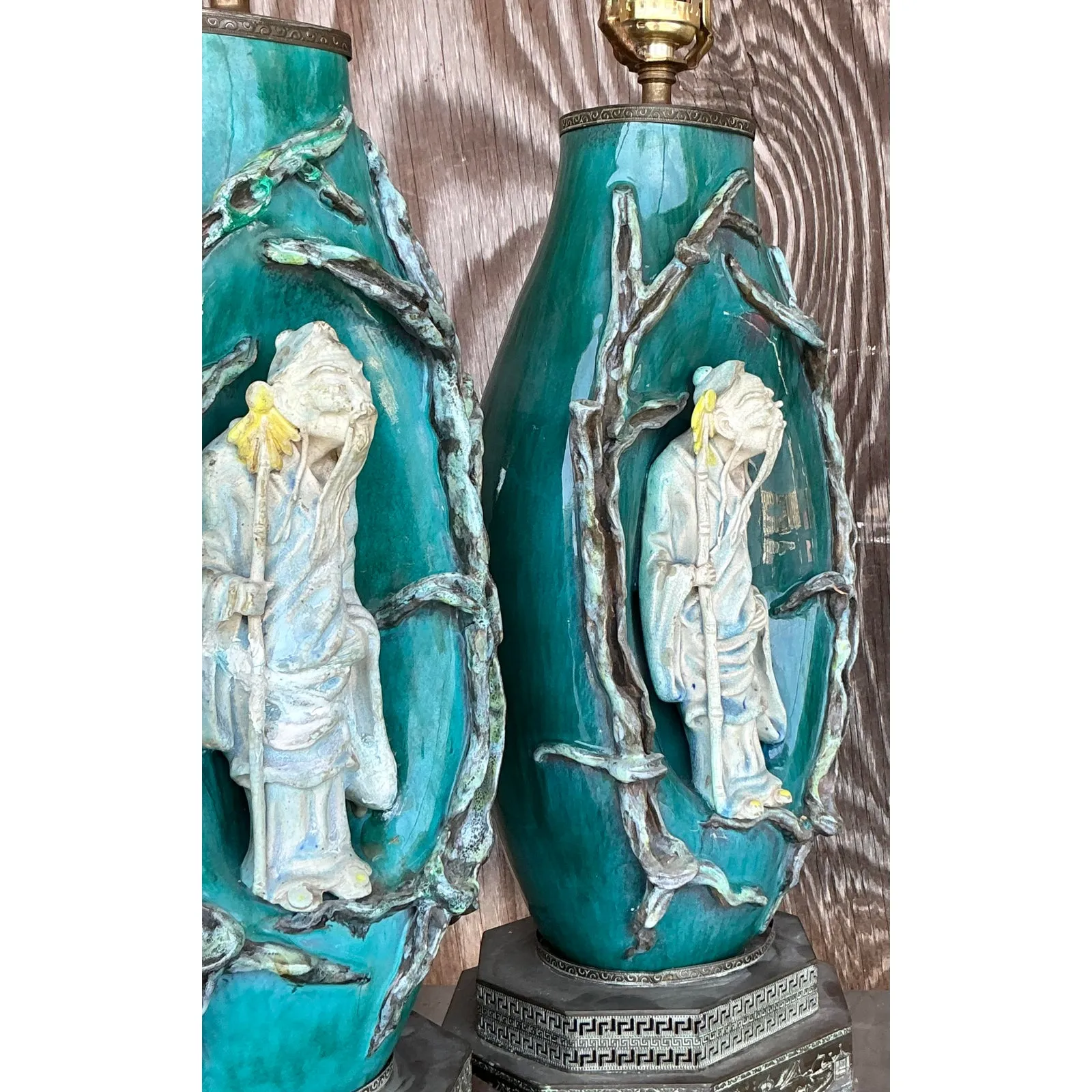 Vintage Italian Marcelo Fantoni Glazed Ceramic Character Lamps - A Pair — additional photo 3