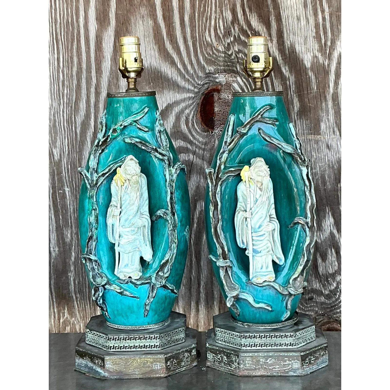 Vintage Italian Marcelo Fantoni Glazed Ceramic Character Lamps - A Pair — additional photo 4