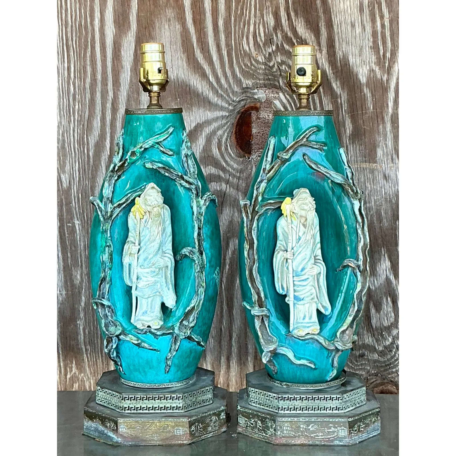 Vintage Italian Marcelo Fantoni Glazed Ceramic Character Lamps - A Pair — additional photo 6