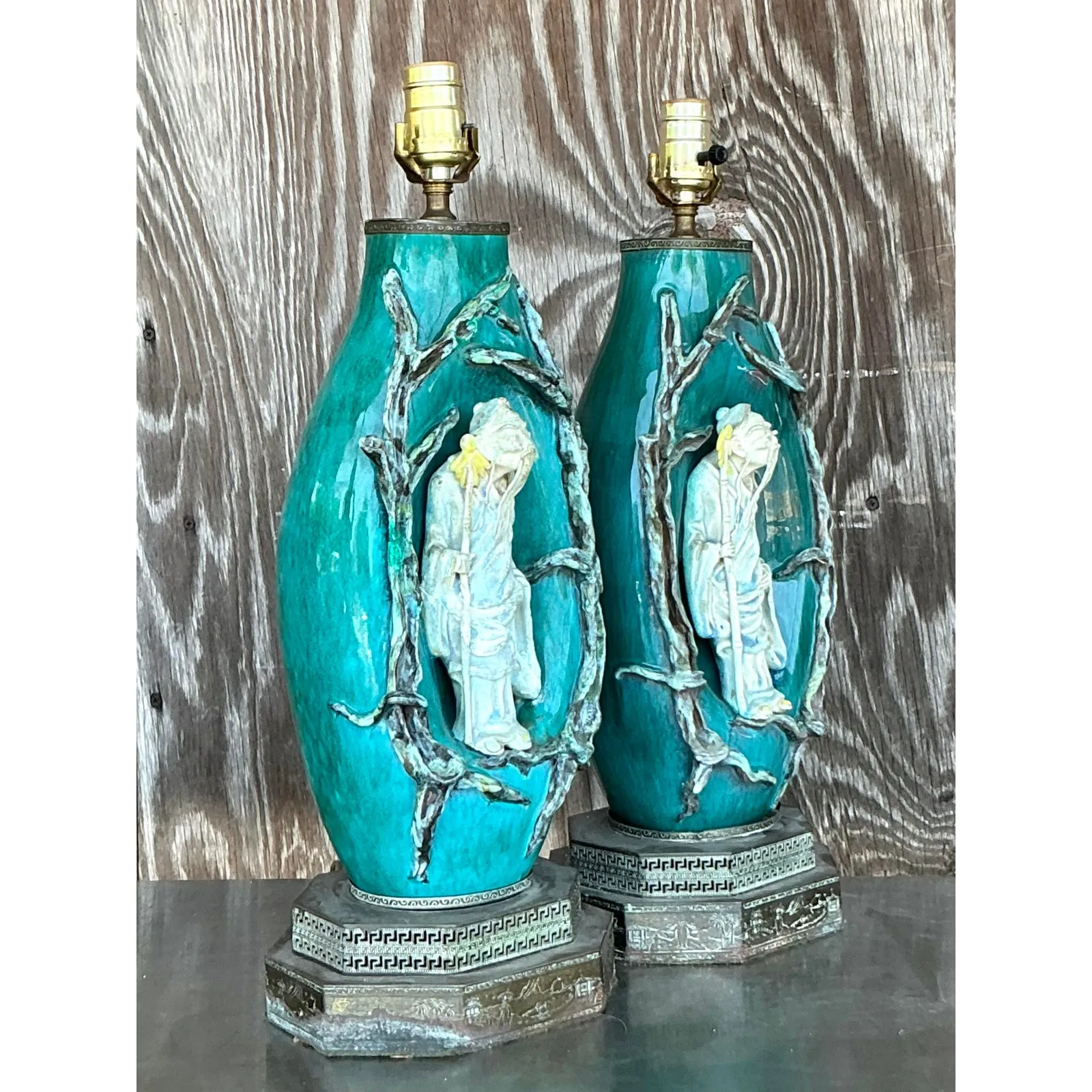 Vintage Italian Marcelo Fantoni Glazed Ceramic Character Lamps - A Pair — additional photo 7
