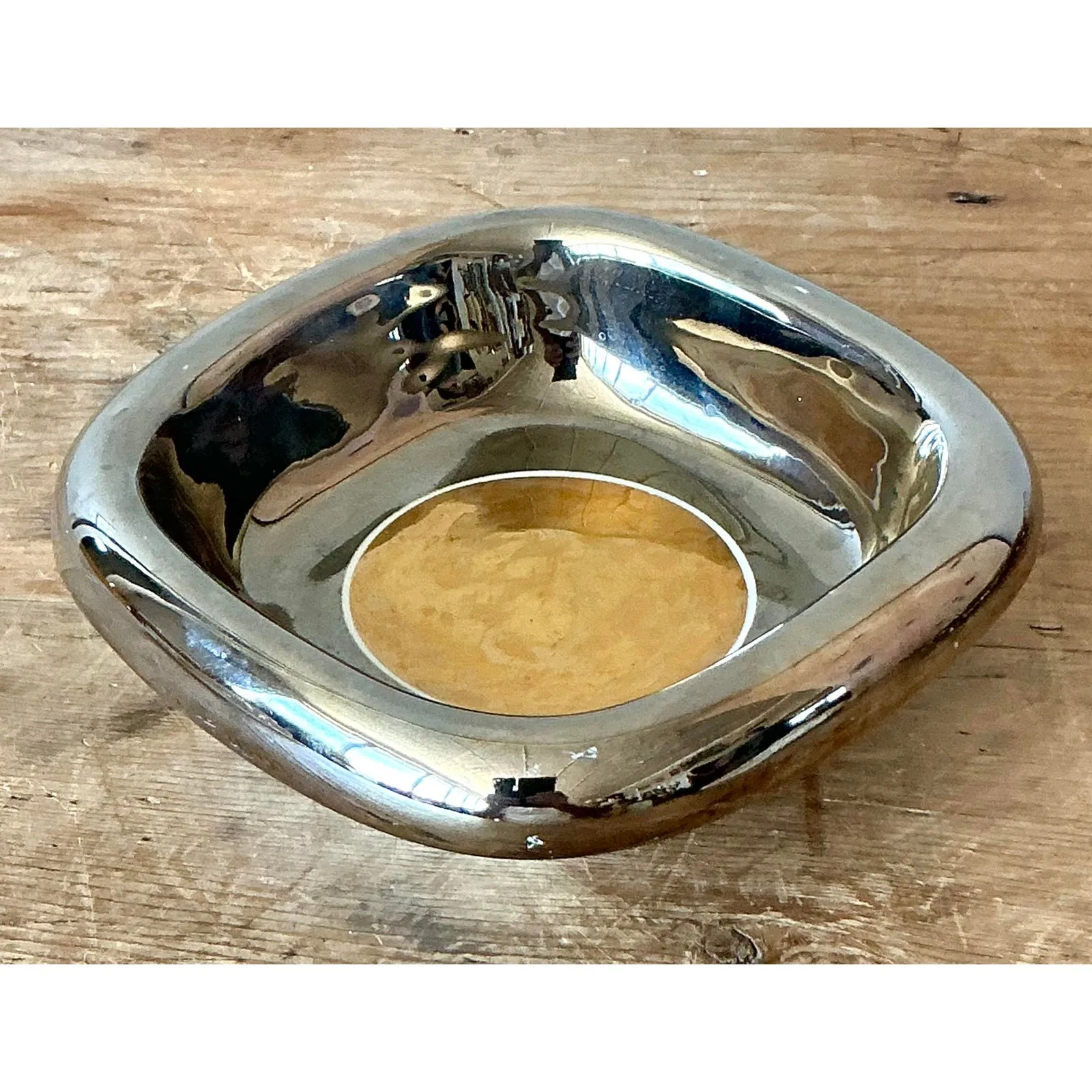 Vintage Italian Metallic Ceramic Bowl — additional photo 2