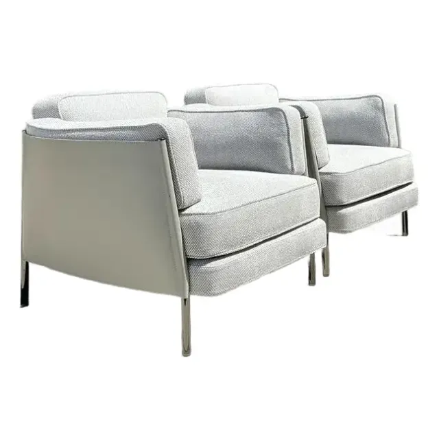 Vintage Italian Minotti Leather Frame “Shelley” Lounge Chairs - A Pair — additional photo 1
