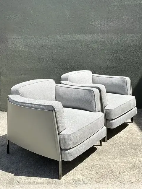 Vintage Italian Minotti Leather Frame “Shelley” Lounge Chairs - A Pair — additional photo 2