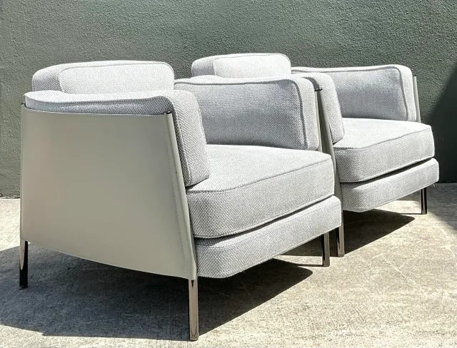 Vintage Italian Minotti Leather Frame “Shelley” Lounge Chairs - A Pair — additional photo 6