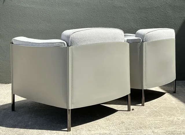 Vintage Italian Minotti Leather Frame “Shelley” Lounge Chairs - A Pair — additional photo 7