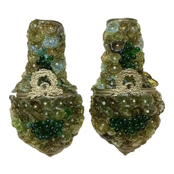 Vintage Italian Murano Glass Flower Sconce - A Pair